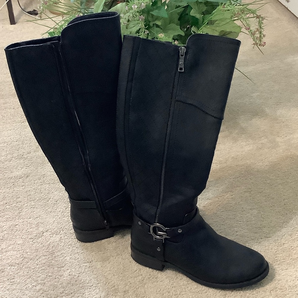 G by Guess Black Over the Knee Boots, 1” heel.